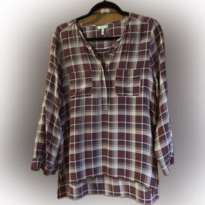 Plaid Women's Top - Burgundy